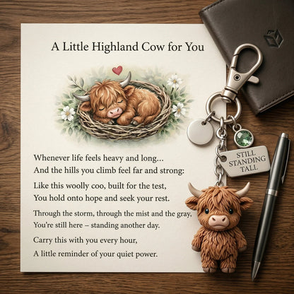 🔥 Hot Sale 49% OFF | Little Highland Cow Keychain 🐮 A Cute Daily Reminder of Strength & Courage