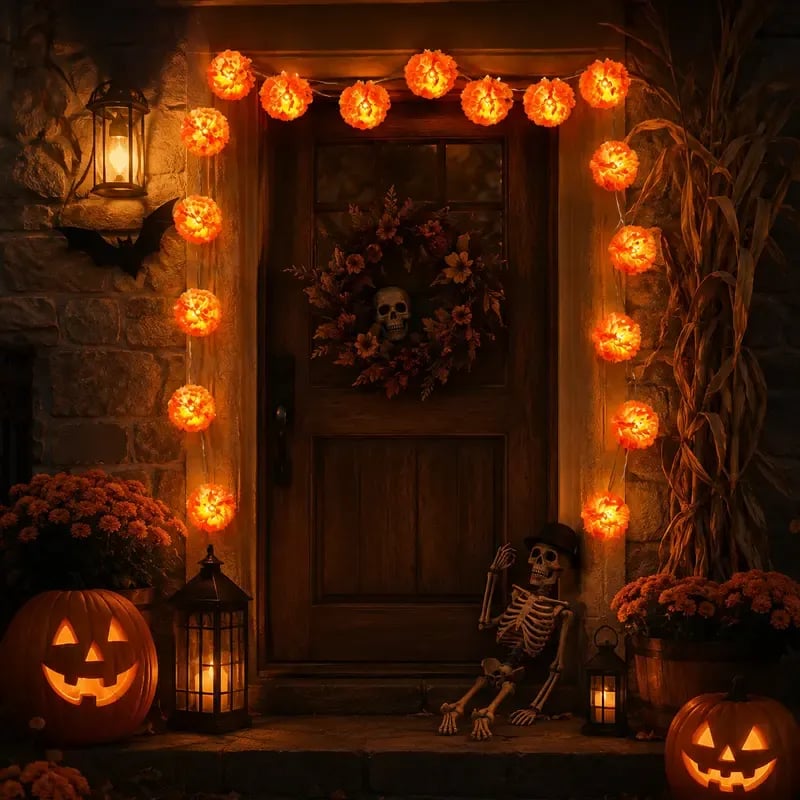 🎃Halloween Early Sale🎃🌼 Mexican Marigold Flower String Lights