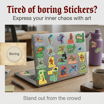 🎁Last Day Promotion 49% OFF🔥50‐Pack Medieval Meme Stickers – Extra‐Large, Waterproof, Peel & Stick