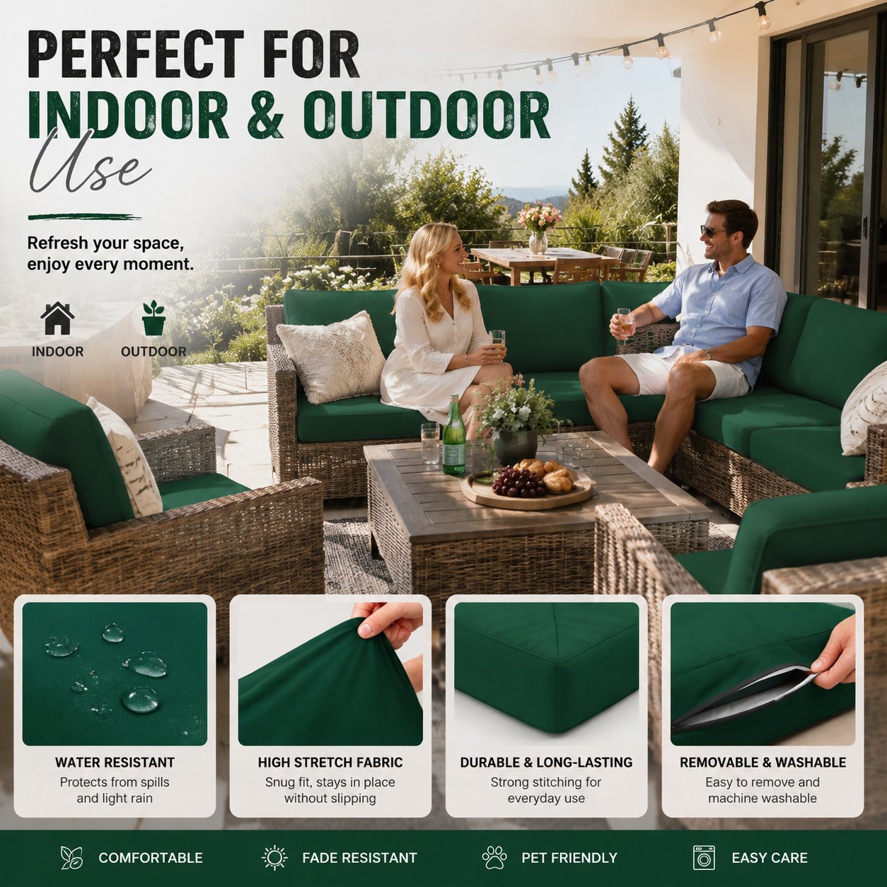 🪑 49% OFF Today | Stretch Sofa Cushion Covers Set ✨ Soft Fit Covers for 4 / 8 / 12 PCS