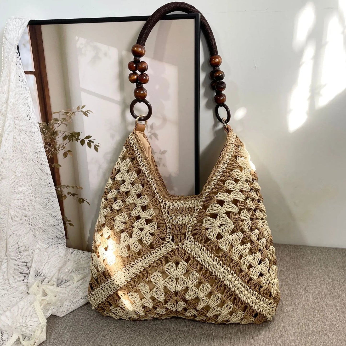 🧺Vintage Handwoven Tote Purse💖