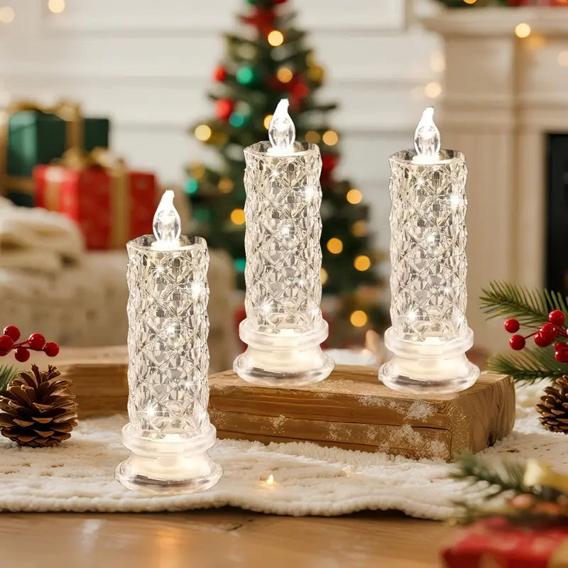 🎅Xmas Sales🔥Crystal LED Candle Set – Warm Flickering Glow for Date Nights, Parties & Home Decor