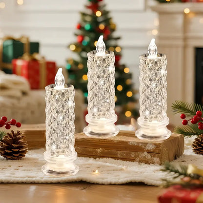 🎅Xmas Sales🔥Crystal LED Candle Set – Warm Flickering Glow for Date Nights, Parties & Home Decor