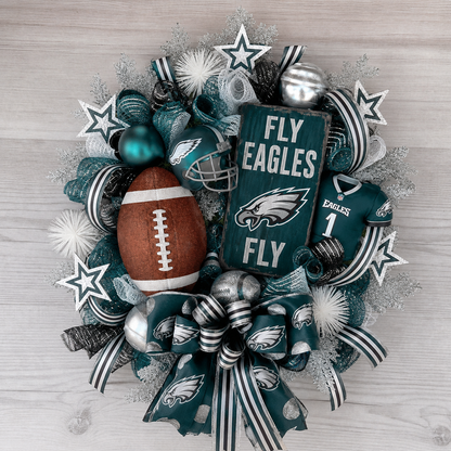 Football Team Handcrafted Wreath for Game-Day Front Door Decor