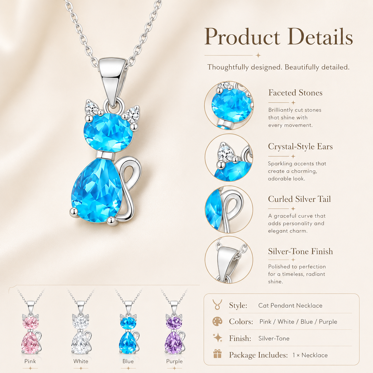 🐾 A Little Companion Close to Your Heart – Sparkling Crystal Cat Necklace ✨