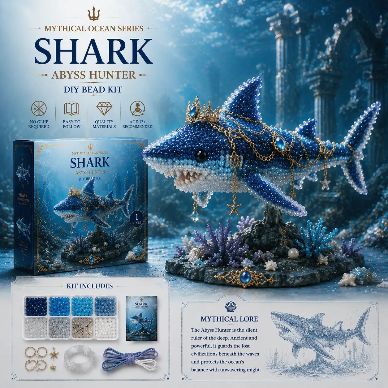🌊Mythical Ocean DIY Bead Kit | 3D Sea Creature Craft Set – 12 Designs, Beginner Friendly