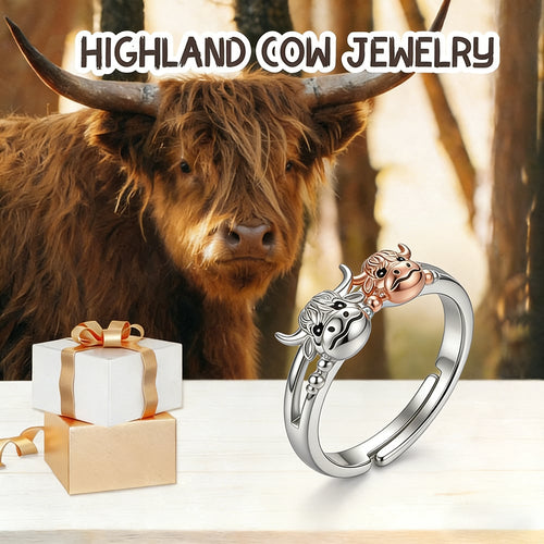 ✨ Handcrafted Highland Cow Adjustable Ring