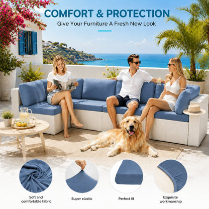 🪑 49% OFF Today | Stretch Sofa Cushion Covers Set ✨ Soft Fit Covers for 4 / 8 / 12 PCS
