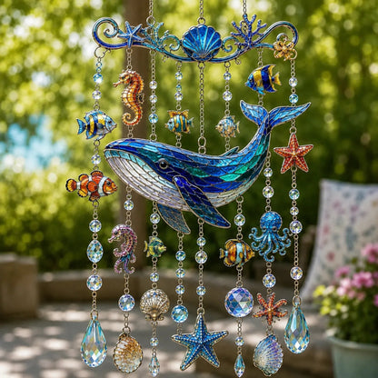 🌊Ocean-Themed Crystal Wind Chime – ✨Bring the Ocean Glow to Your Garden