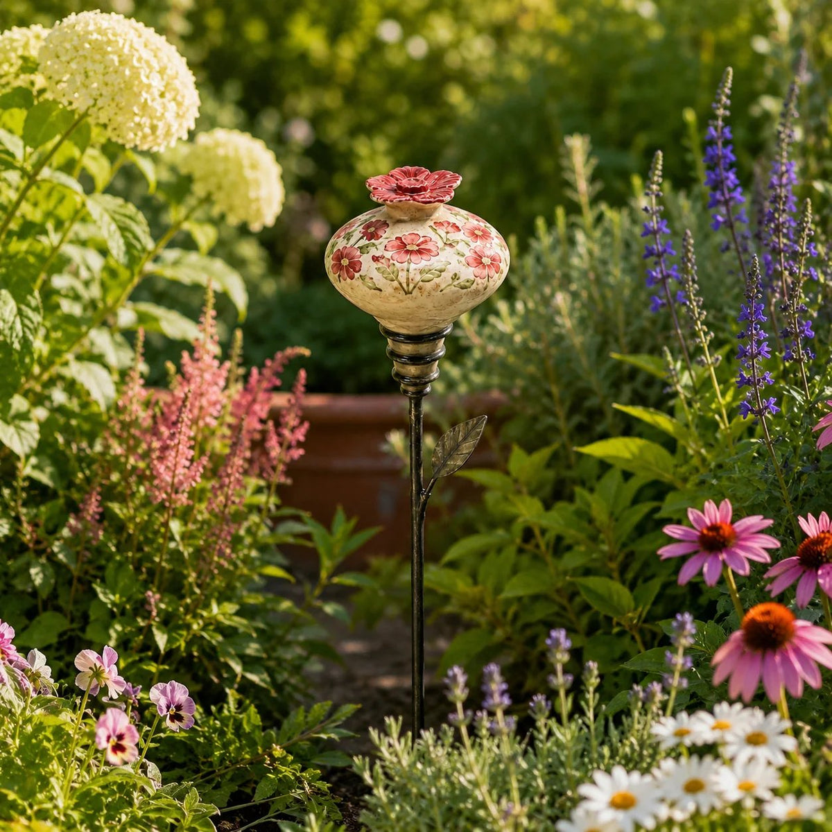 🌸Vintage Ceramic Hummingbird Feeder Garden Decor Stake – Decorative Outdoor Bird Feeder