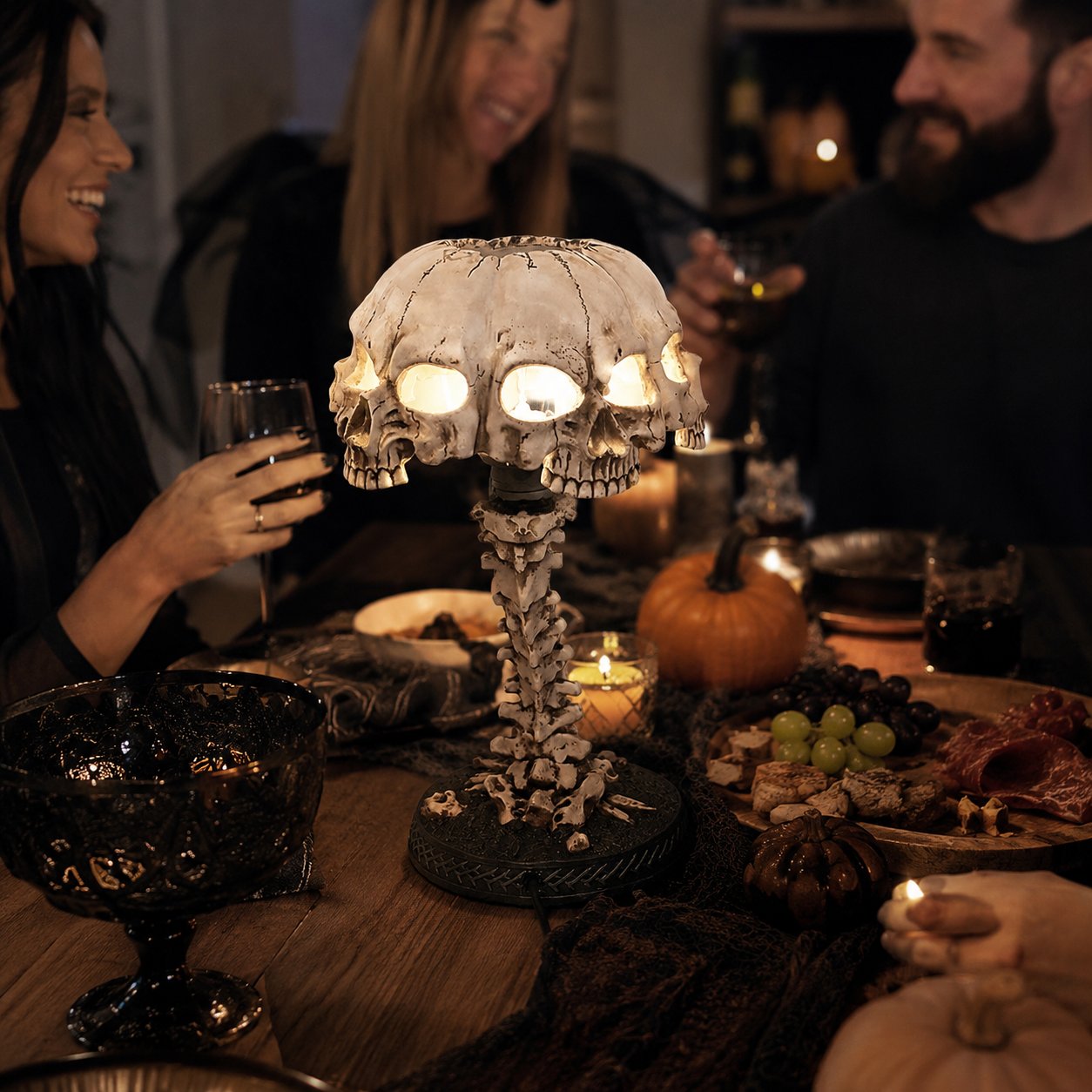 💀🖤Four-Skull Gothic Sculptural Lamp Interwoven Skull Bone Ambient Light for Dark Style Indoor Decor(📦Buy 2 Free Shipping)