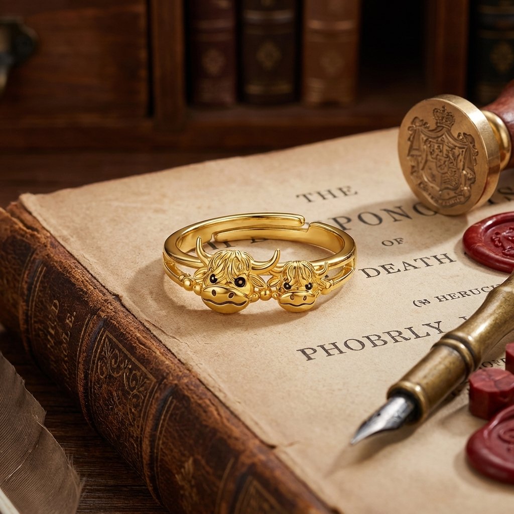 ✨ Handcrafted Highland Cow Adjustable Ring