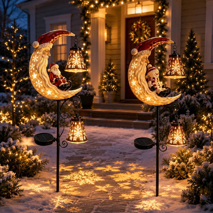 🎅Christmas Early Discount 49% Off 🌙Santa’s Moonlight Lantern Solar Garden Stake⛄