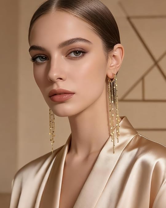 🎉✨14K Gold Plated Long Tassel Earrings for Women