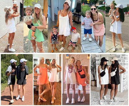 🔥Women's Sleeveless Sports Dress - Athletic V-Neck Spaghetti Strap Mini Sundress
