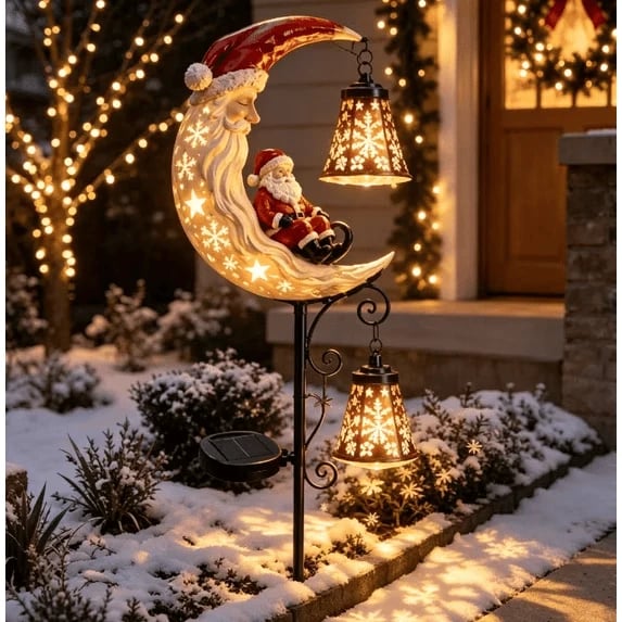 🎅Christmas Early Discount 49% Off 🌙Santa’s Moonlight Lantern Solar Garden Stake⛄