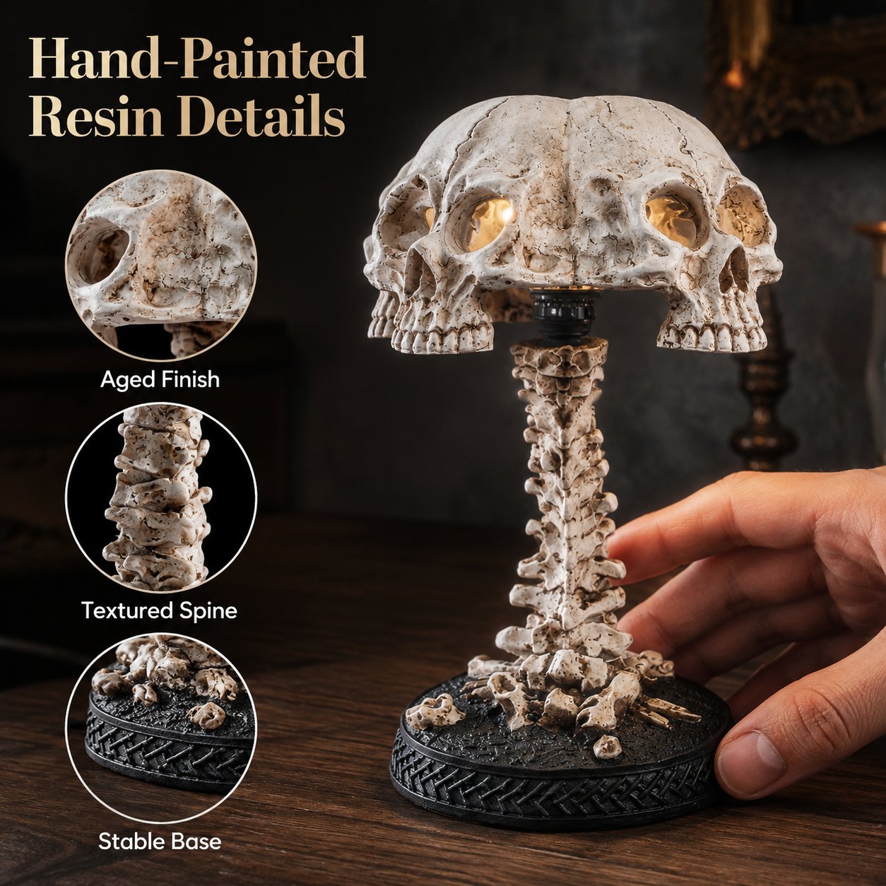 💀🖤Four-Skull Gothic Sculptural Lamp Interwoven Skull Bone Ambient Light for Dark Style Indoor Decor(📦Buy 2 Free Shipping)