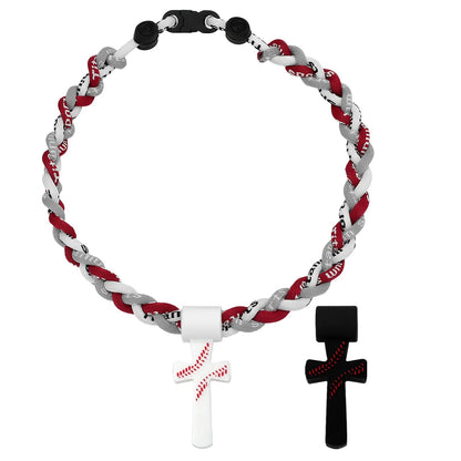 ⚾✝️ Triple-Rope Baseball Cross Necklace | Inspirational Sports Pendant with Faith Charm