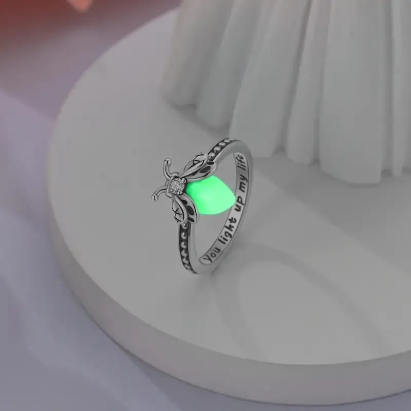 💍Firefly Glow Ring S925 Silver ✨ – Luminous Nature-Inspired Zircon Ring for Women | Cute Night Glow Jewelry Gift for Her