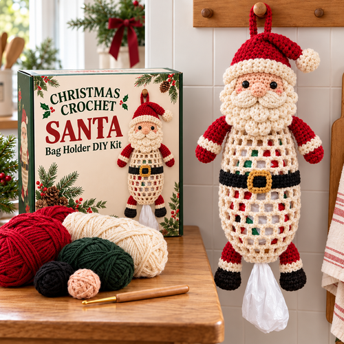 🎅 Christmas Santa Crochet Bag Holder DIY Kit – Cute & Functional Holiday Storage