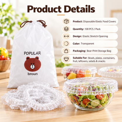 🔥Buy 2 Get 1 Free Now ✨Disposable Food Covers Fresh Keeping Bags (100pcs)🌿
