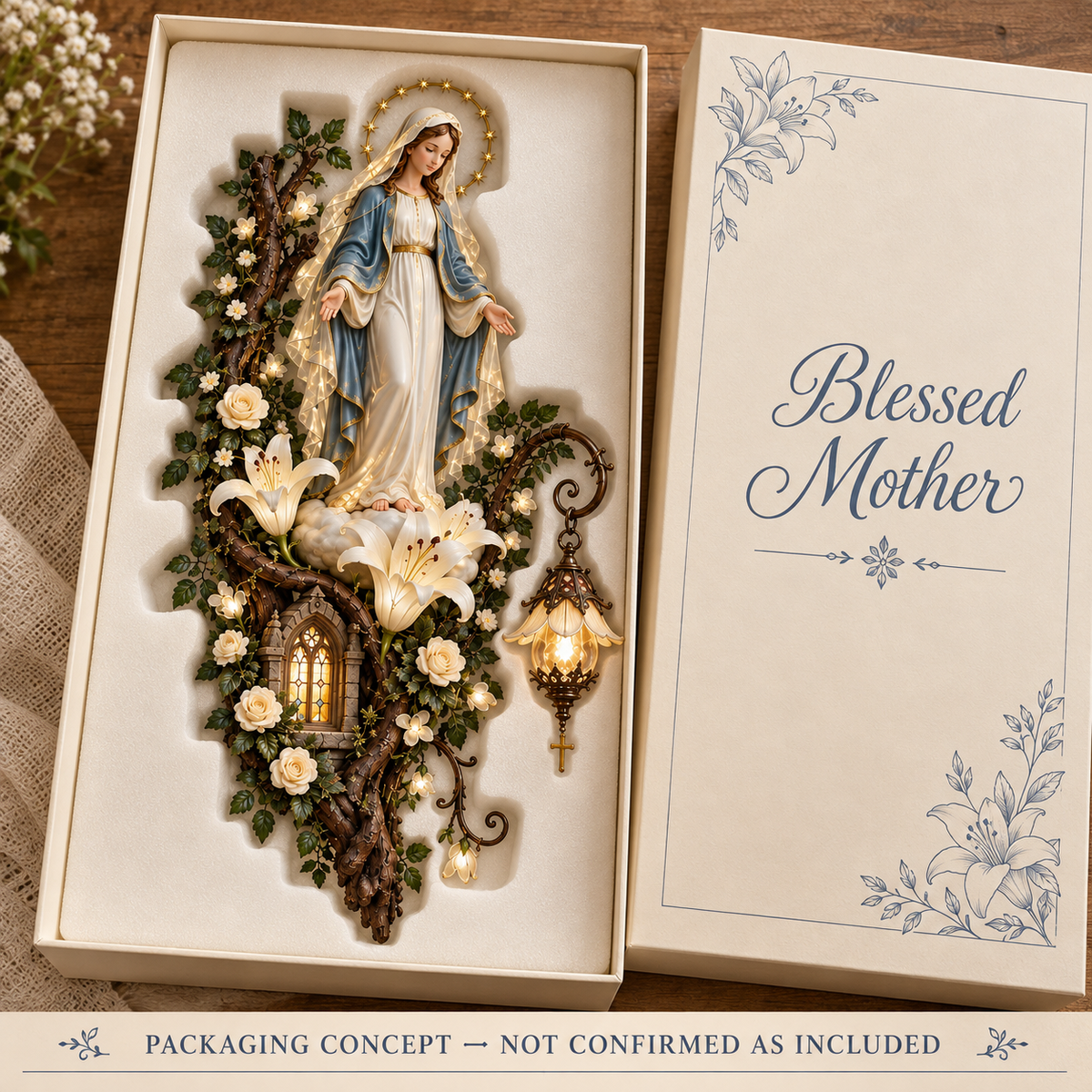 🙏✨ Blessed Mother Lighted Wall Décor | Virgin Mary 3D Religious Wall Art with Warm Ambient Glow