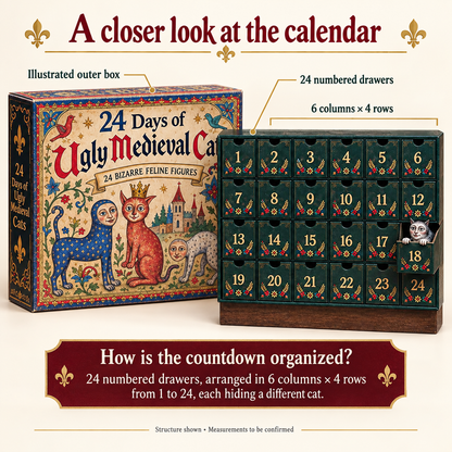 🐈🏰 24 Days of Ugly Medieval Cats – Hilariously Weird Cat Advent Calendar 2026