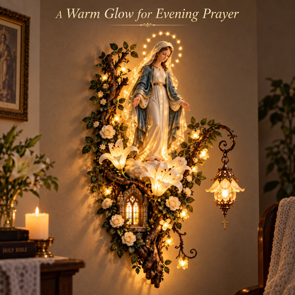 🙏✨ Blessed Mother Lighted Wall Décor | Virgin Mary 3D Religious Wall Art with Warm Ambient Glow