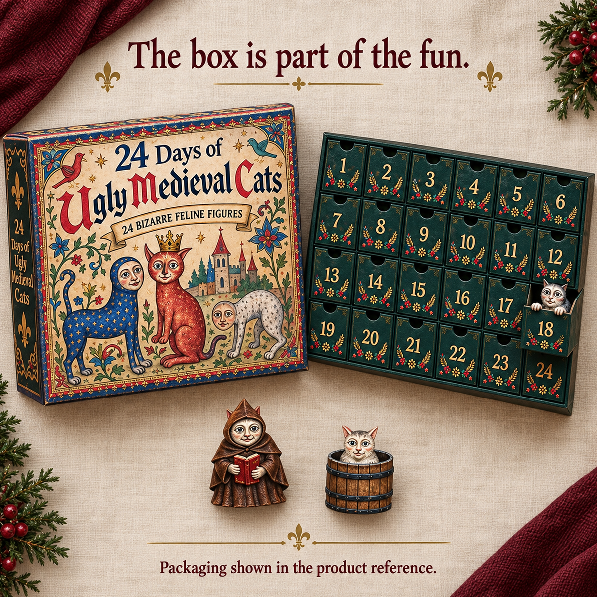🐈🏰 24 Days of Ugly Medieval Cats – Hilariously Weird Cat Advent Calendar 2026