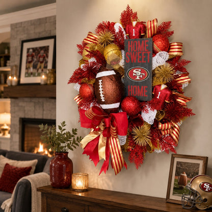 Football Team Handcrafted Wreath for Game-Day Front Door Decor