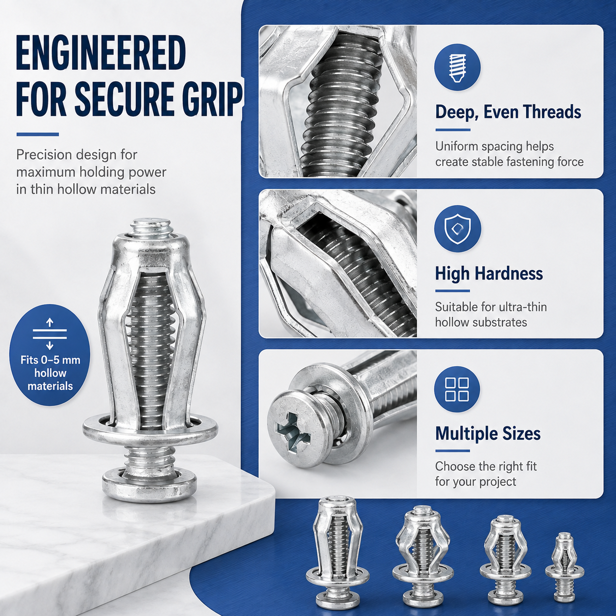 🔩 Hollow Wall Petal Anchors – Fast Expansion & Firm Support