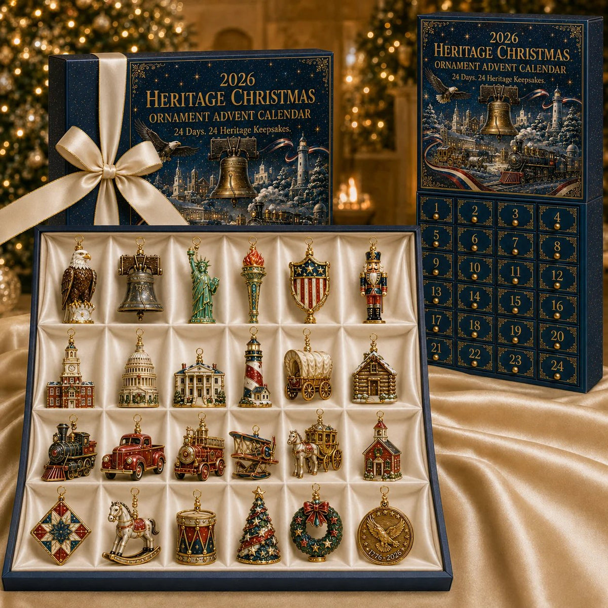 Open America 250th anniversary advent calendar with 24 keepsake ornaments
