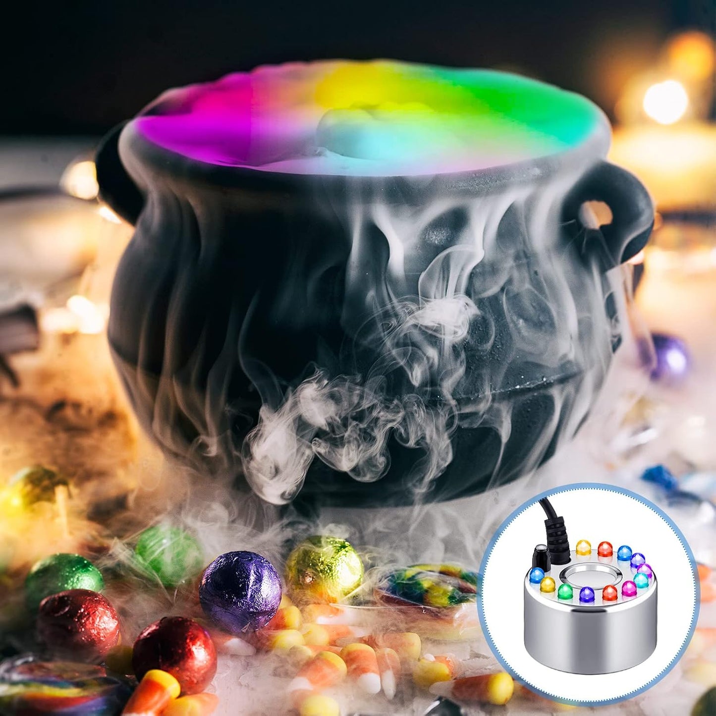 ⚡ 12-LED Ultrasonic Mist Maker Fogger – Creates cool mist & colourful light – Perfect for humidifiers, fountains or Halloween decor – runs quietly in water 💧✨