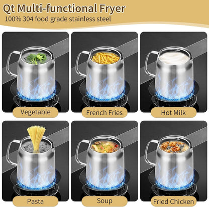 🔥 Hot Sale 50% OFF | 🍟 Stainless Steel Deep Fryer Pot | Fry, Strain & Store Oil with Ease