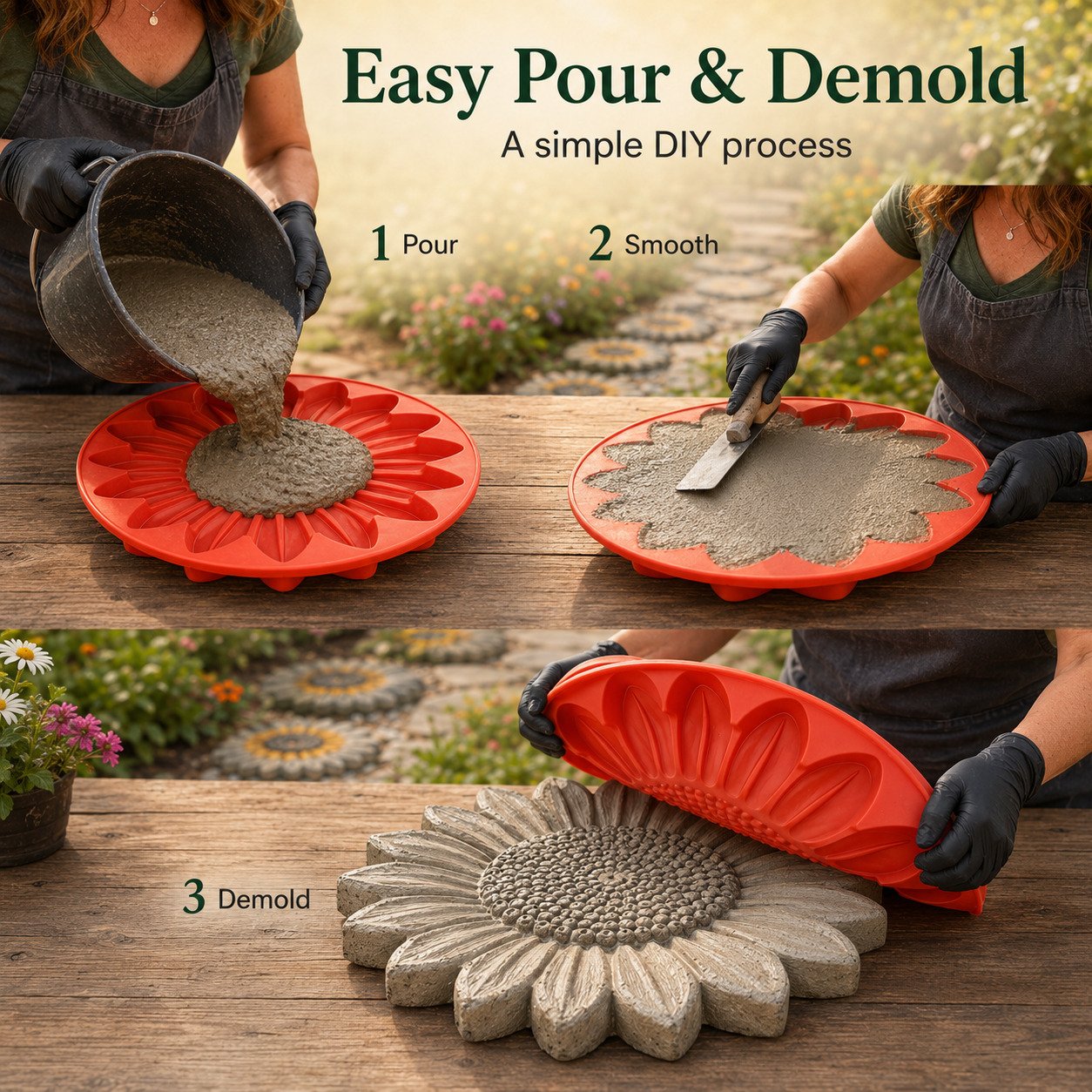 Limited Time Offer SAVE 50%🔥Reusable Sunflower Stepping Stone Mold
