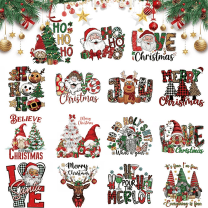 🎄15PCS Christmas Mystery DTF Transfer Bundle  for Festive DIY Creations