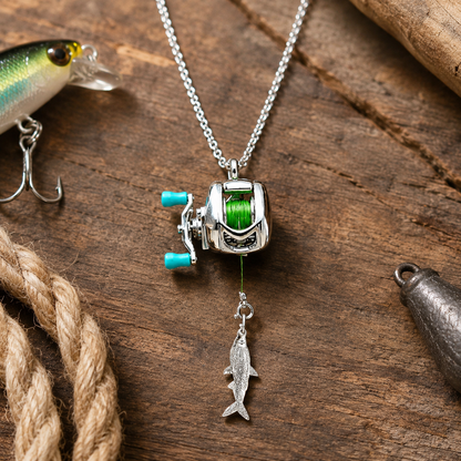 Miniature "Spinning" Fishing Reel Necklace & Ring