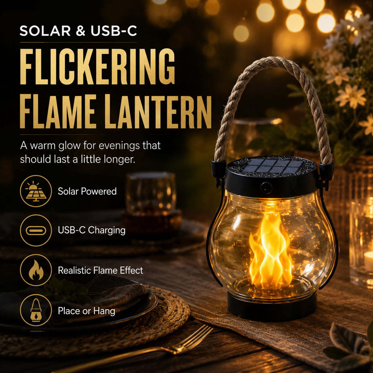 🔥 Get Ready for Cozy Outdoor Nights – Solar Flickering Flame Camp Light 💡✨