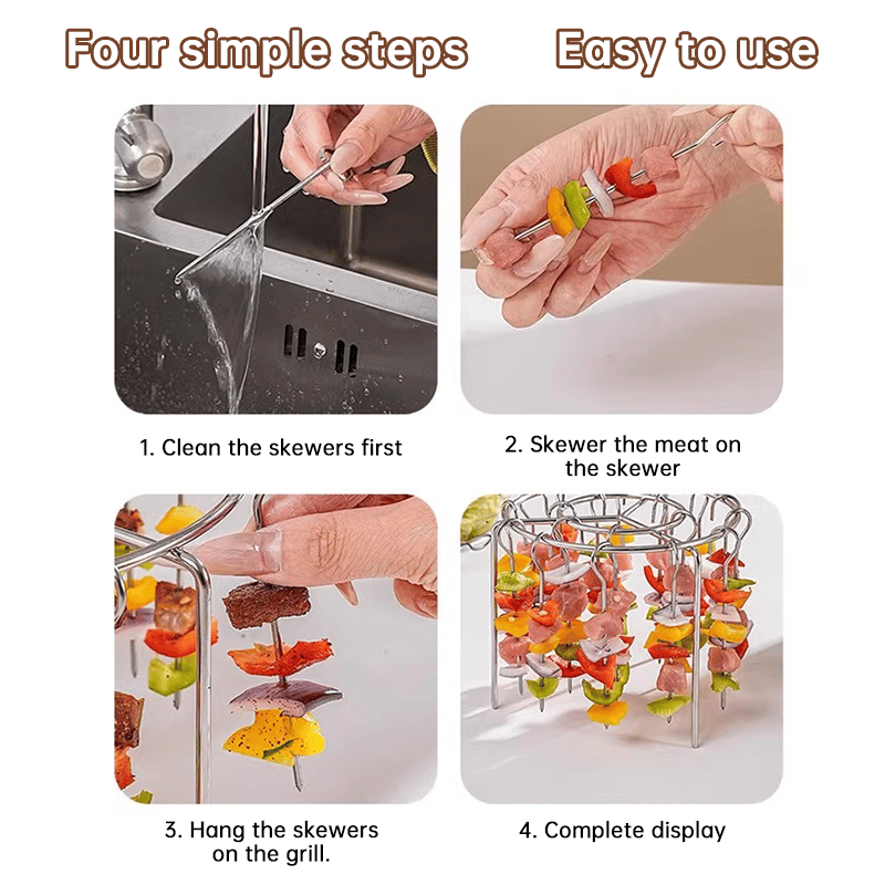 🔥 Hot Sale 50% OFF | Air Fryer Skewer Rack 🍢 360° Vertical Grill Stand for Easy BBQ-Style Cooking