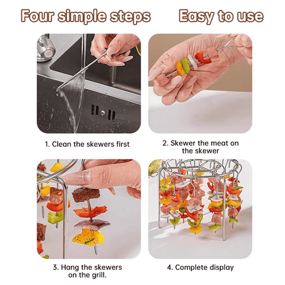 🔥 Hot Sale 50% OFF | Air Fryer Skewer Rack 🍢 360° Vertical Grill Stand for Easy BBQ-Style Cooking