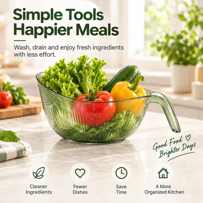 🔥Buy 2 Get 1 Free! 2-in-1 Kitchen Rinse Strainer Bowl with Handle💦