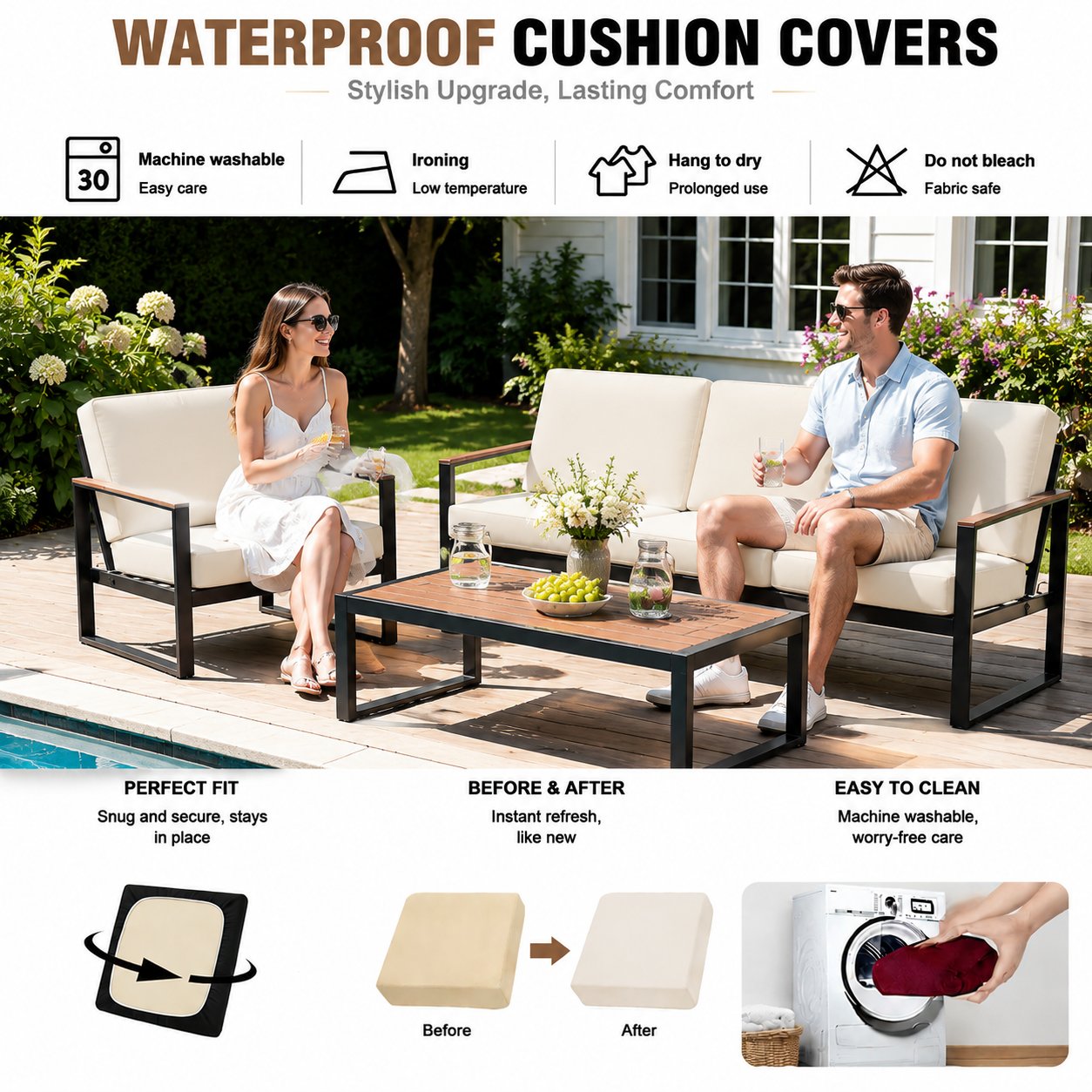 🪑 49% OFF Today | Stretch Sofa Cushion Covers Set ✨ Soft Fit Covers for 4 / 8 / 12 PCS