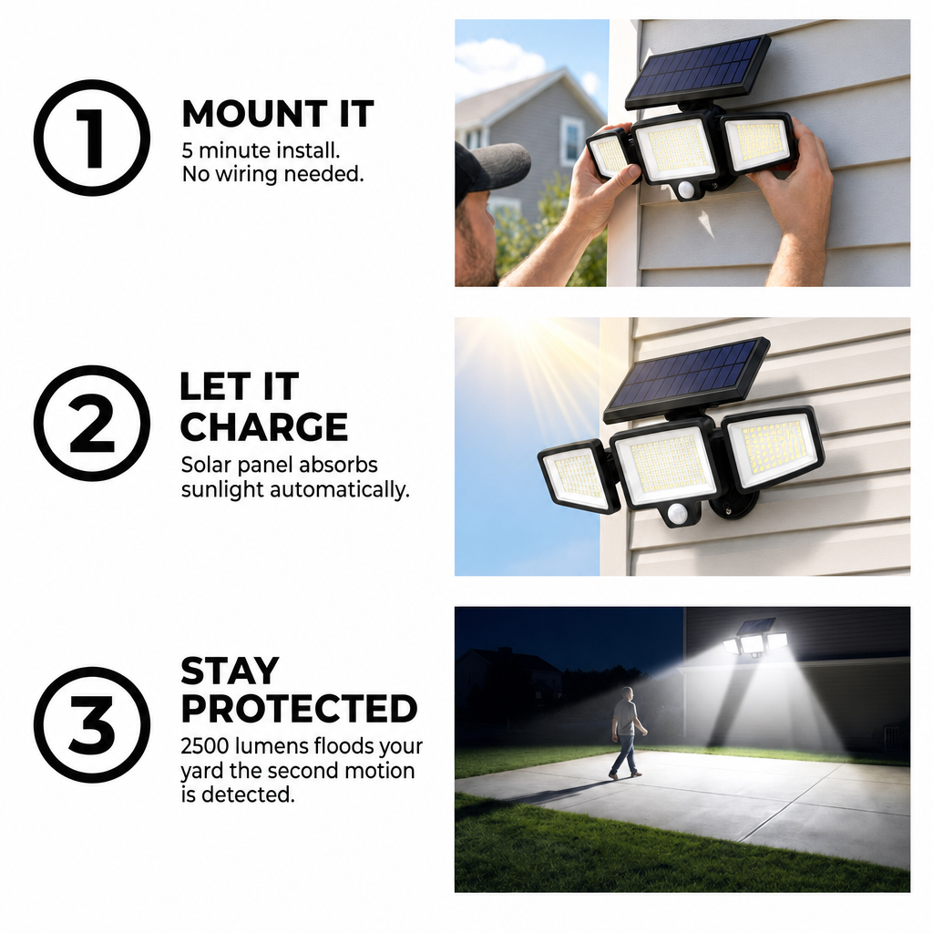 Outdoor Solar Powered Security Light