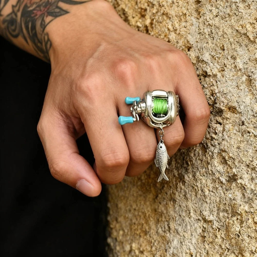 Miniature "Spinning" Fishing Reel Necklace & Ring