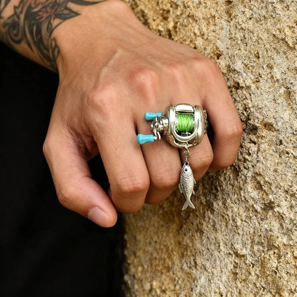 Miniature "Spinning" Fishing Reel Necklace & Ring