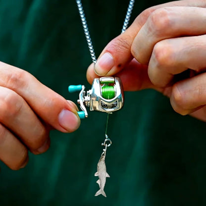 Miniature "Spinning" Fishing Reel Necklace & Ring