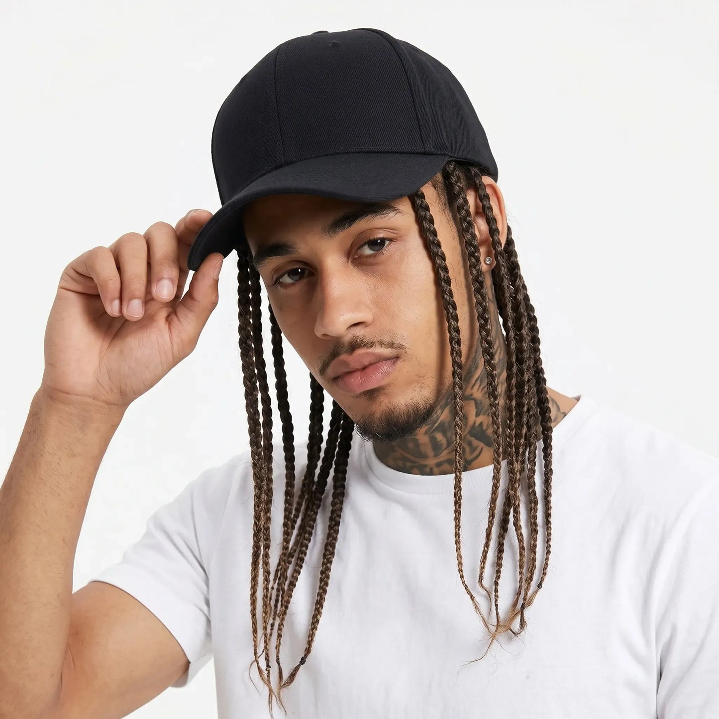 🎉 Limited-Time 50% OFF | Hip-Hop Punk Baseball Cap with Braided Dreadlock Wig 🧢 Adjustable Snapback