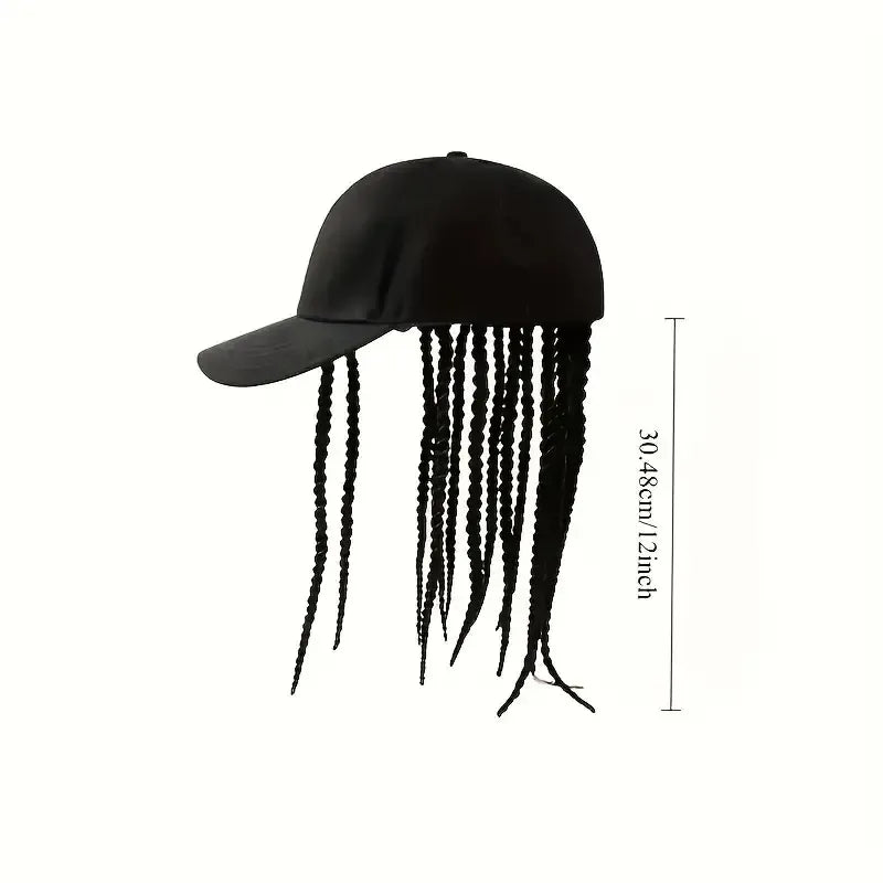 🎉 Limited-Time 50% OFF | Hip-Hop Punk Baseball Cap with Braided Dreadlock Wig 🧢 Adjustable Snapback
