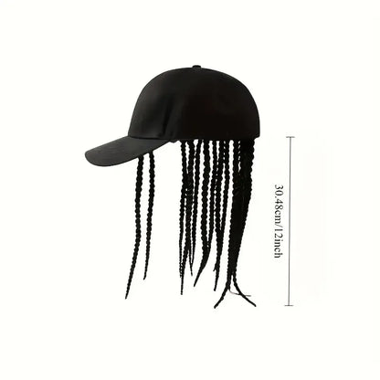 🎉 Limited-Time 50% OFF | Hip-Hop Punk Baseball Cap with Braided Dreadlock Wig 🧢 Adjustable Snapback
