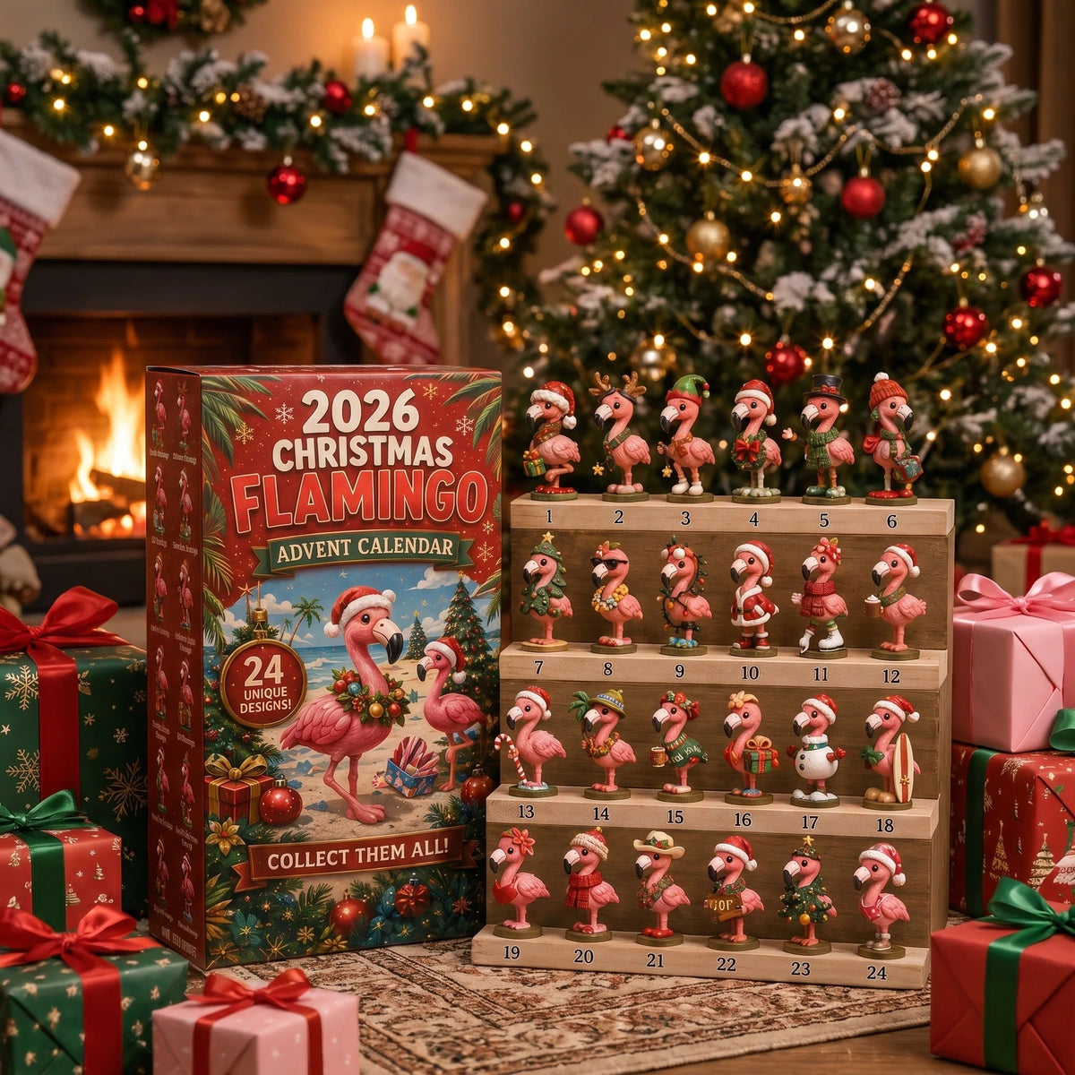 Christmas Flamingo Advent Calendar as a colorful holiday gift